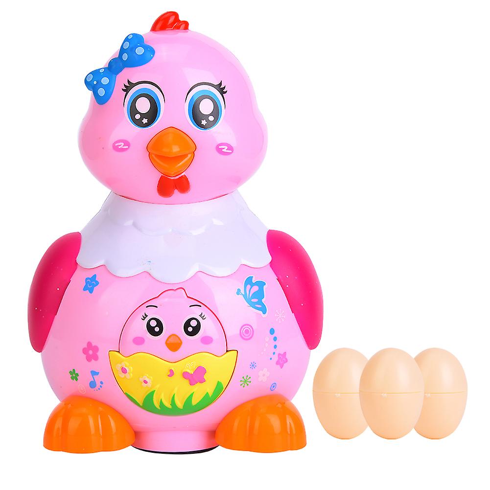 Electronic Educational Toy for Kids, Little Hen Laying Eggs, with Colorful Light and Fun Music, Pink