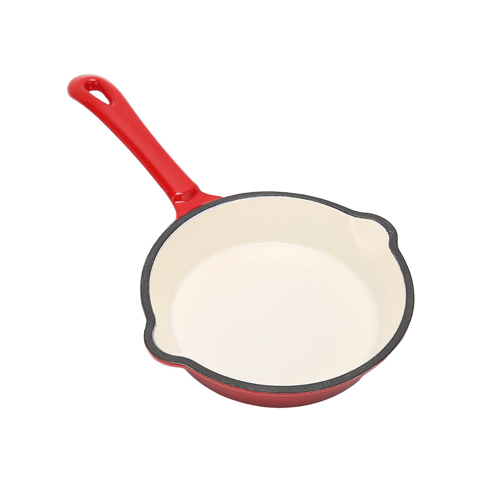 Deep Frying Pan Cast Iron Enamel Double Layers Nonstick Surface Long Handle Durable Sturdy Saute Pan for Home Restaurant