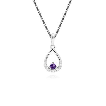 Classic Round Amethyst & Diamond Pear Shaped Pendant...