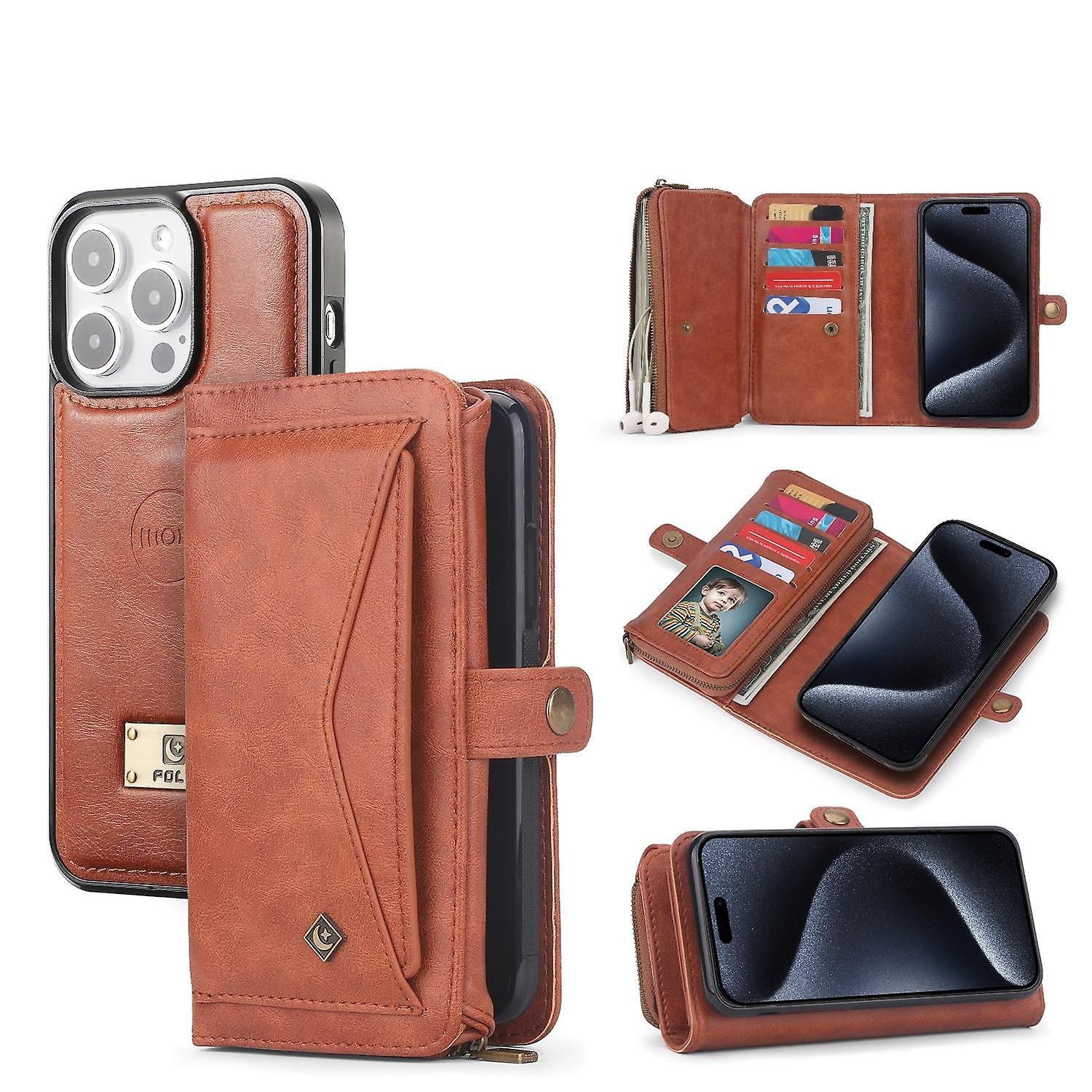 Zipper Wallet Leather Case For iPhone 15