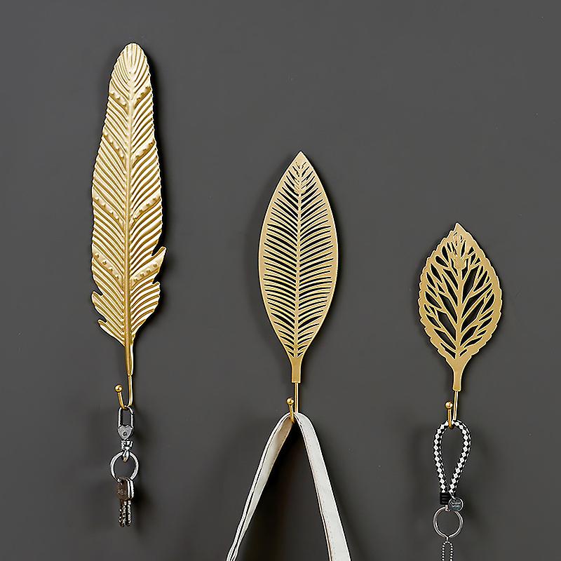 Adhesive Hook,3 Pieces Wall Hook Leaves Cast Iron Decorative Wall Hooks Curtain TieBacks Wall Hooks for Hanging Keys Towels Coat in Bathroom kitchen