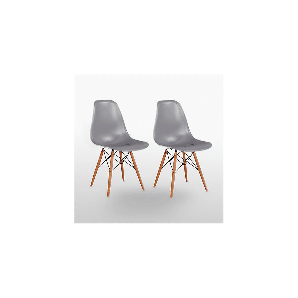 Reims Dining Chairs Grey With Wooden Legs Set Of 2