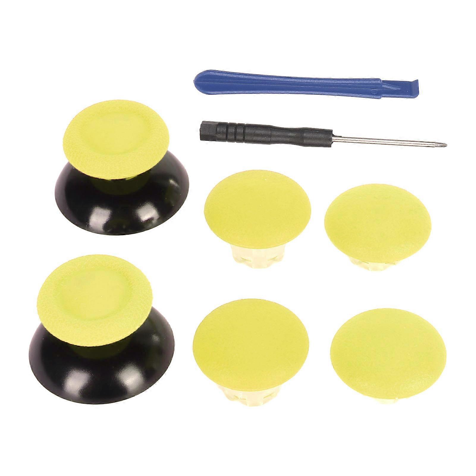 Yellow 8-in-1 Thumb Grips for PS5 - Ergonomic, Adjustable, Non-Slip Joystick Caps Set