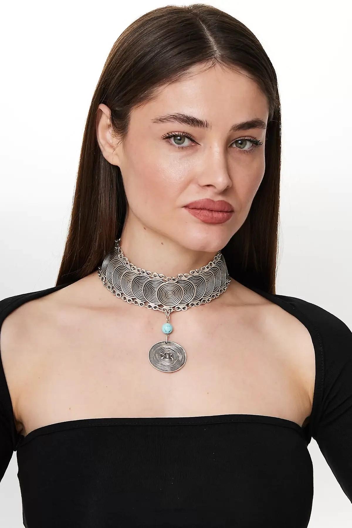 ZeyDor Spiral Necklace with Blue Crystal 6152