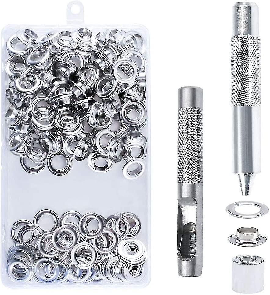 100pcs Sets Eyelets 14mm Grommet Kit Eyelets Tools Metal Grommet Eyelet Kit With Eyelet Tools For Canvas Tarp Tent Repair Silver-5