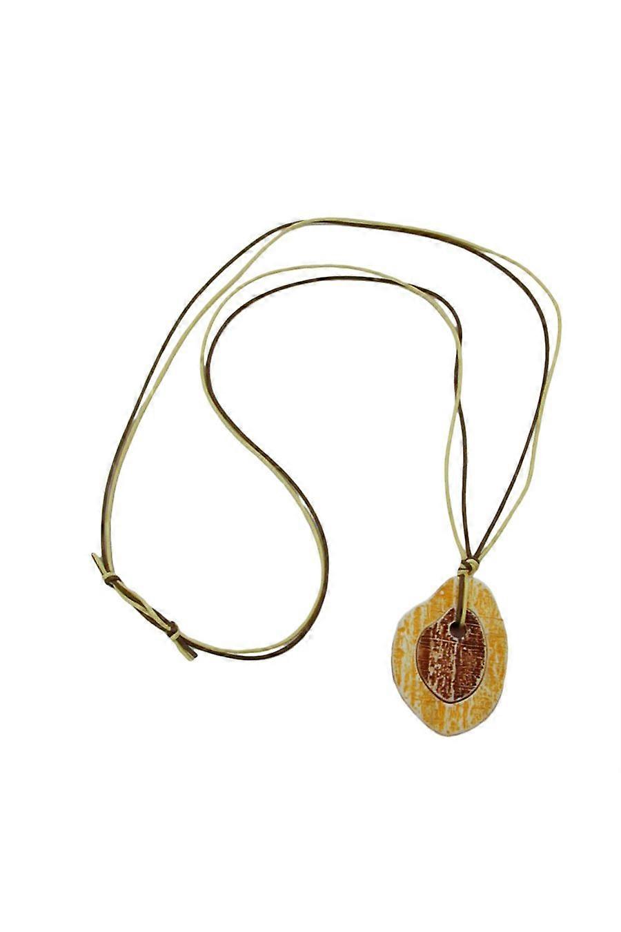 Necklace Tree Stem Pendant Brown/ Yellow - Gl00917