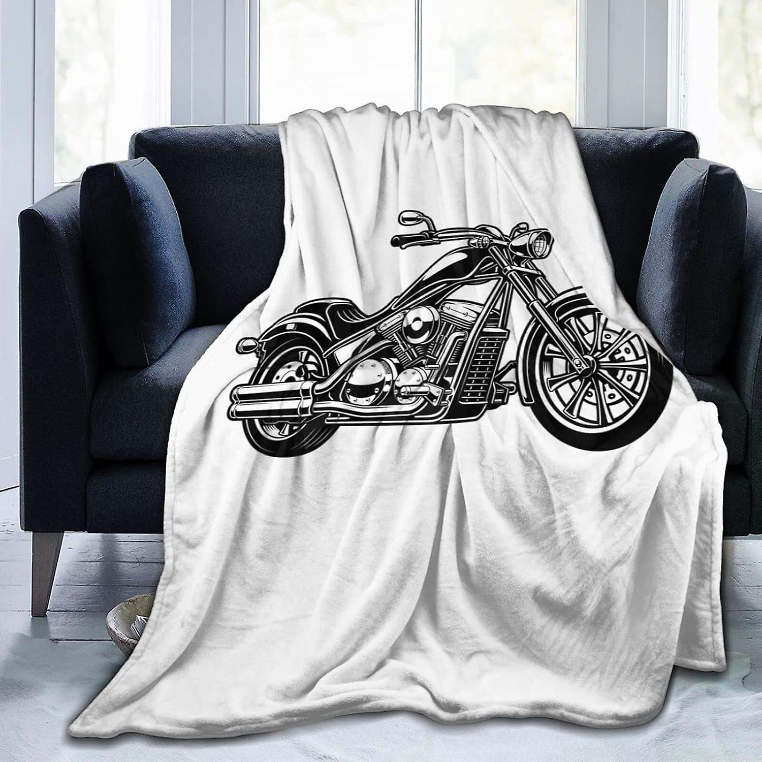 Kerota Flannel Blanket Retro Monochrome Motorcycle Soft Throw Blanket Anti Pilling Washable Blanket