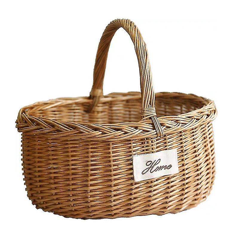 Creative Tote Basket Picnic Basket Weaving Basket Willow Weaving Basket Portable Storage Baskets