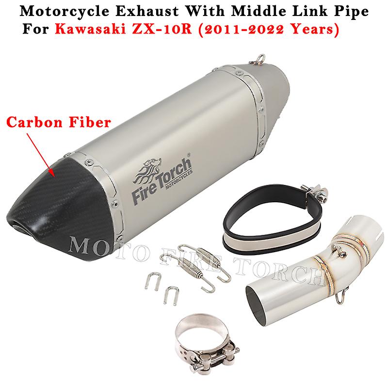 Motorrad Auspuff Flucht modifiziertes System Kohle faser Schall dämpfer Mittel verbindungs rohr für Kawasaki ZX-10R ZX 10R ZX10R 2011-2016 2021