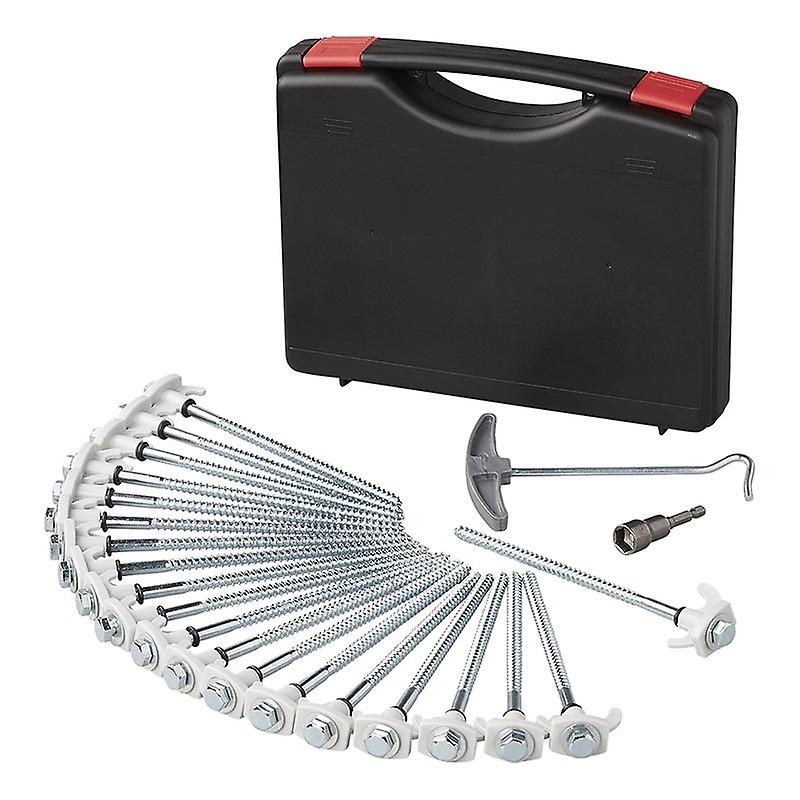 Tent peg 20 cm metal screwable with plastic hook + adapter - set of 20 pcs. if