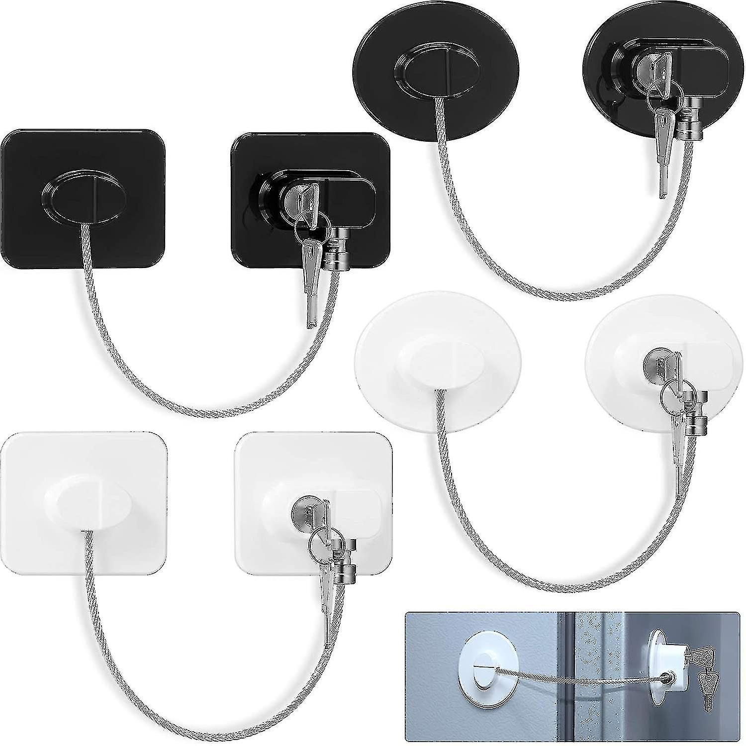 4 Pieces Fridge Lock Refrigerator Lock With 8 Key, Freezer Lock
