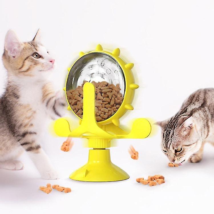 Cat Toys, Cat Food Dispenser, Interactive Windmill Toys for Kittens（Green）
