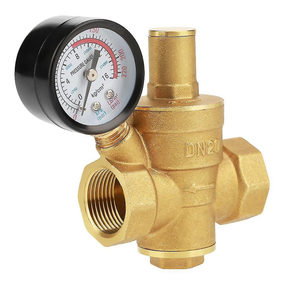 Riduttore di pressione dell'acqua regolabile Dn20, regolatore in ottone + manometro della pressione dell'acqua (dn20)