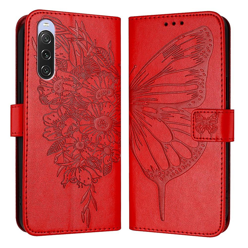 Embossed Butterfly PU Case For Sony Xperia 10 V