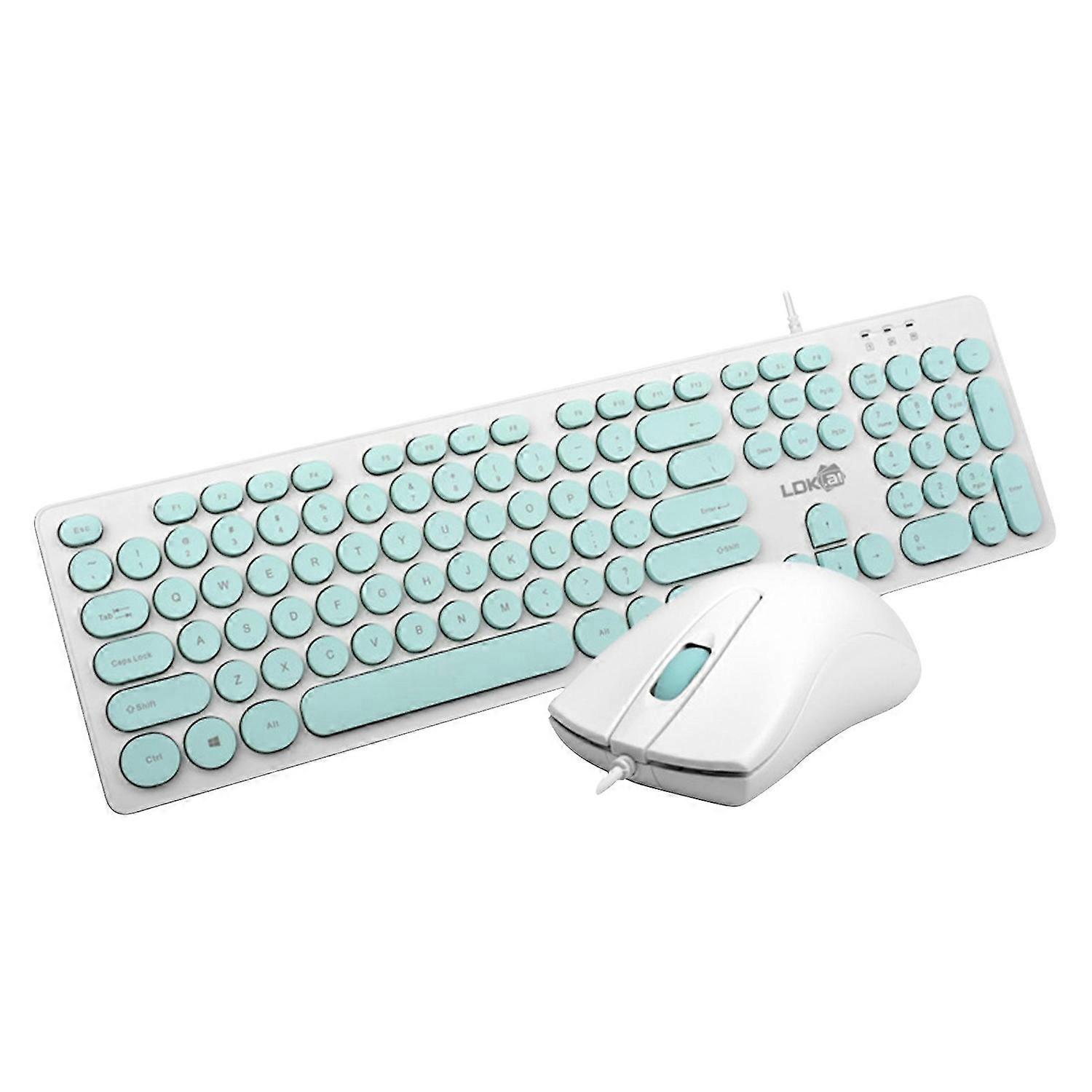 1 Set 1900 Wired Keyboard Punk Round Cap Mute Portable Computer USB Gaming Mouse for Desktop