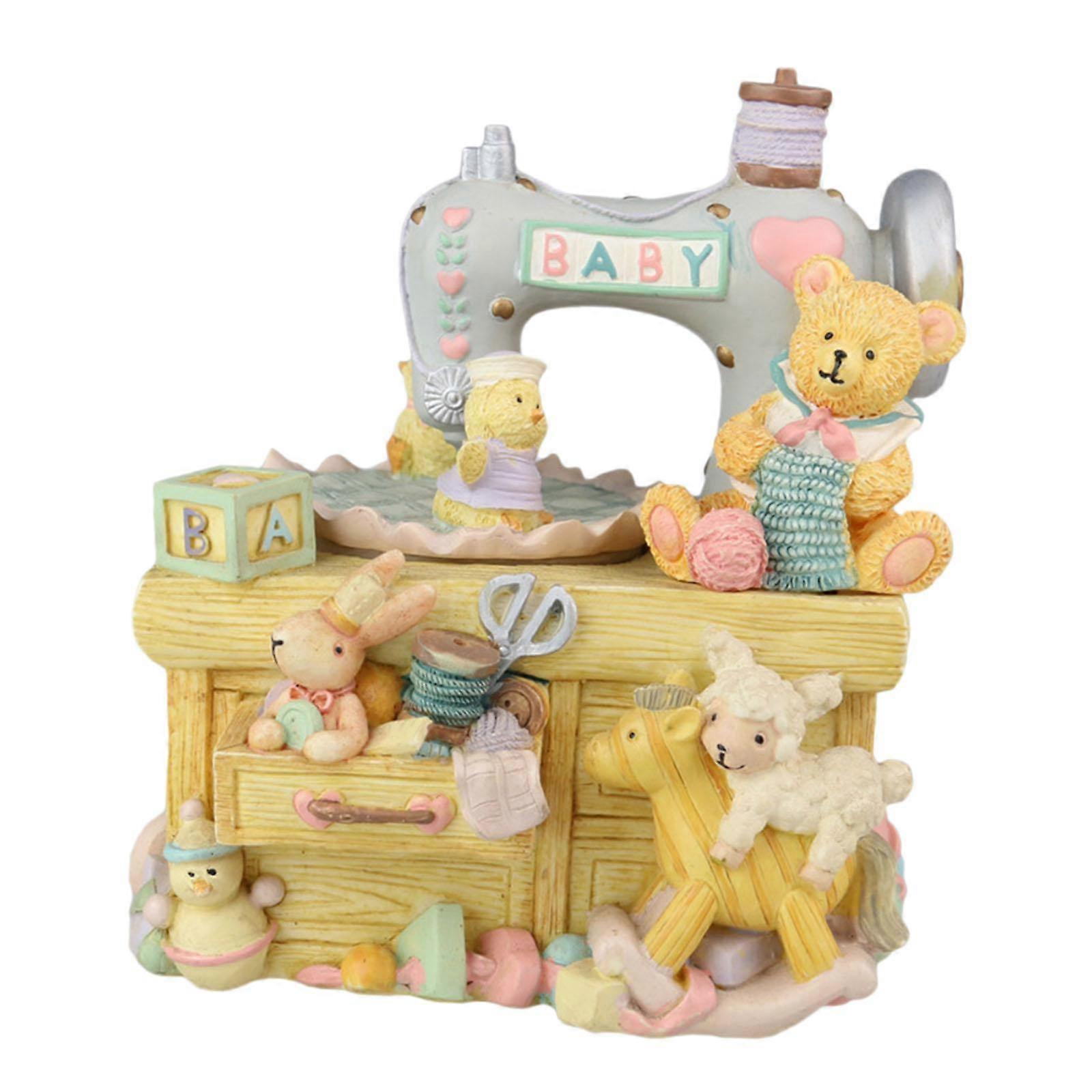 ماكينة الخياطة تمثال صندوق الموسيقى الجدول الديكور لهدية عيد الحب