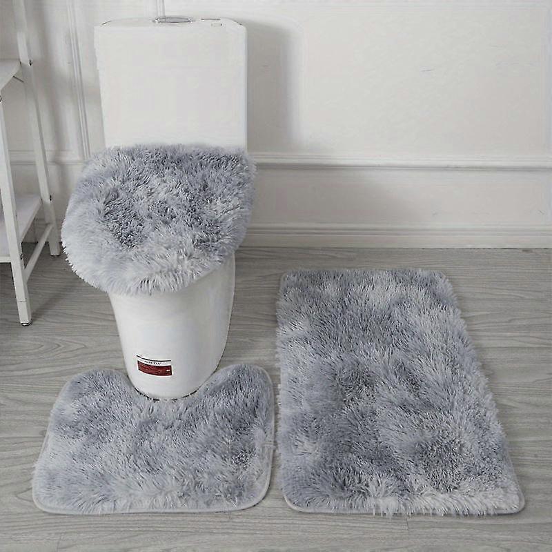 3-Piece Plush Bathroom Rug Set - Soft, Durable, Anti-Slip, and Water-Repellent Mats for Comfortable Bathing Experience with Non-Woven Fabric Construct