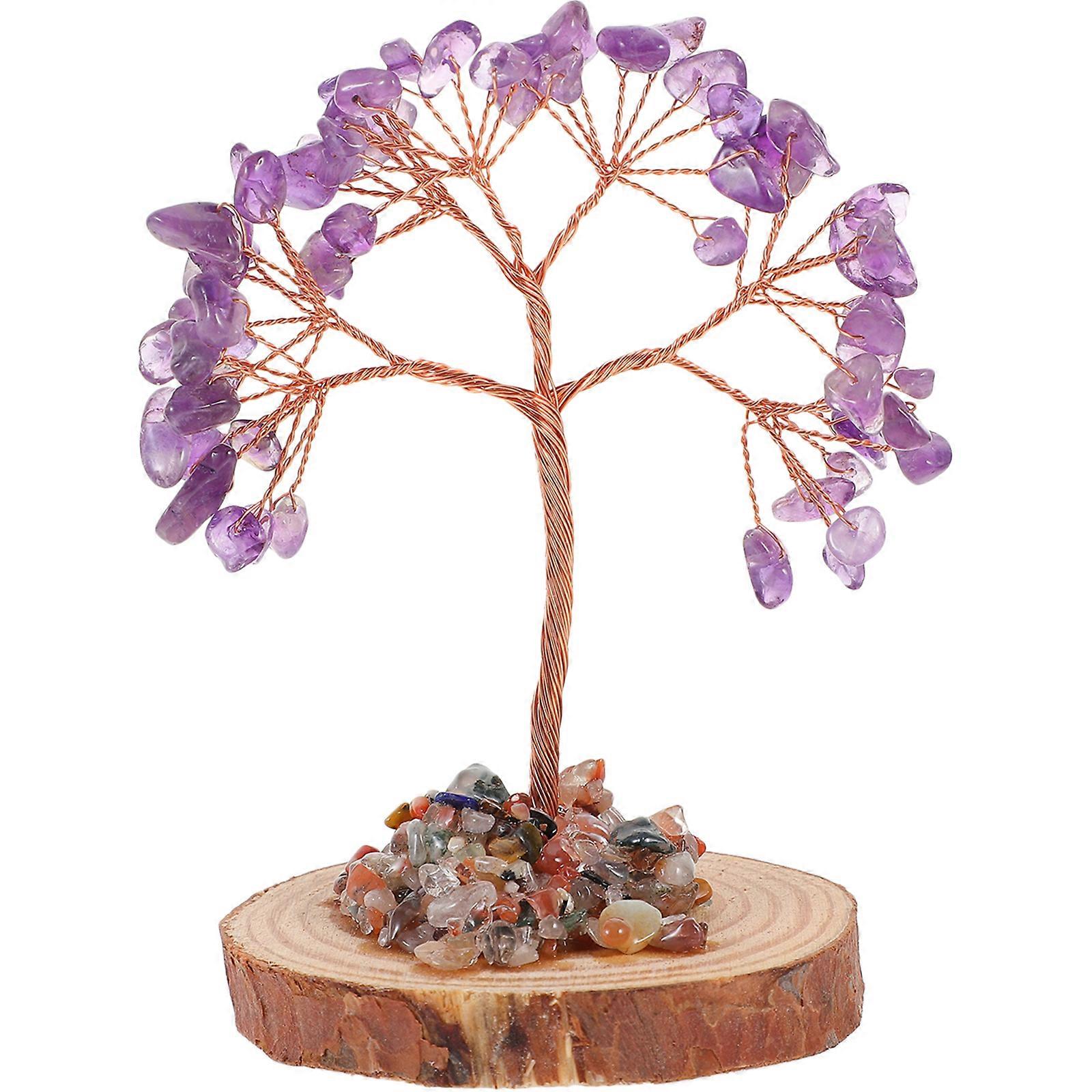 Based Crystal Tree Adornment Cabinet Statue Decor Tabletop Small Crystal Tree Ornament