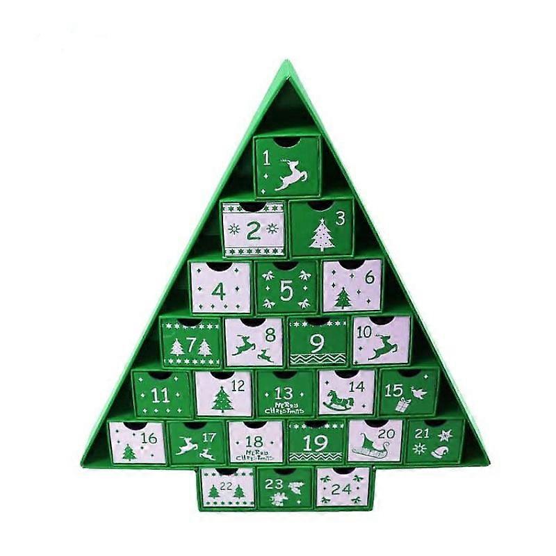 24  Days Of New High-end Christmas Advent Calendar Countdown Gift Candle Box Green Christmas Tree Shaped Box With Drawers