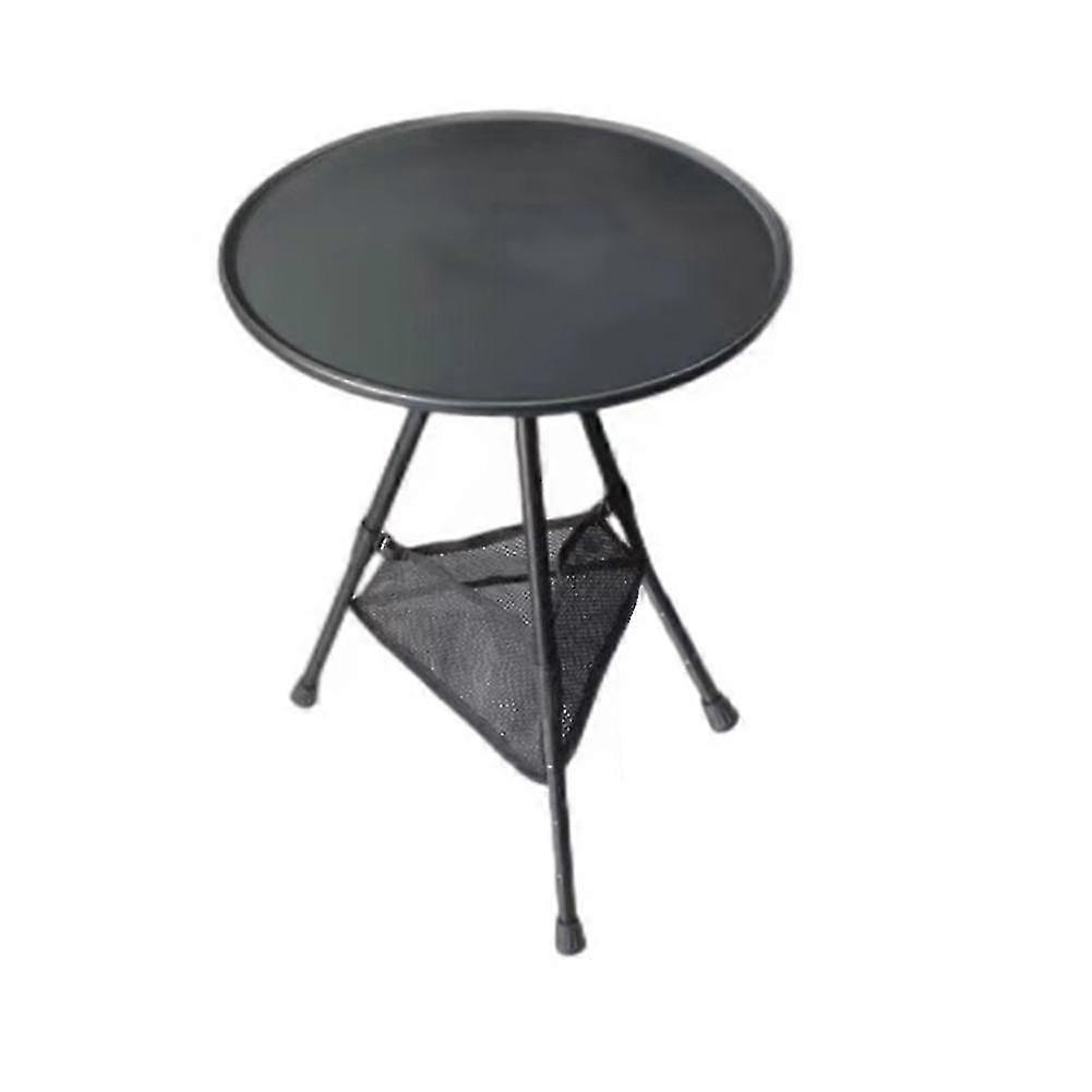 Folding Round Table Utendørs Trebent spisebord Portable Alloy Picnic Løftbart bord, svart