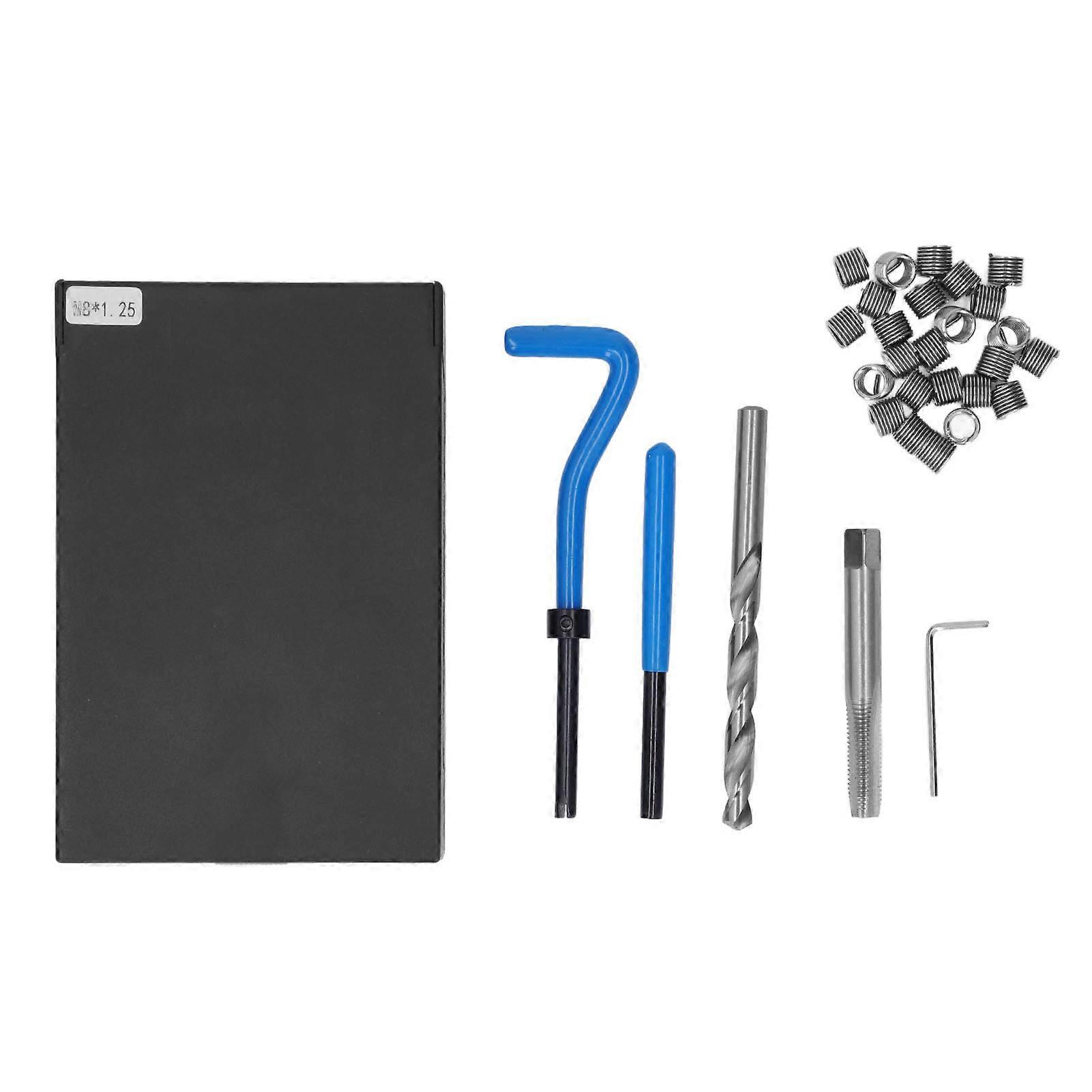M8x1.25 Thread Repair Tool Helical Threaded Inserts Kit High Speed Steel Universal for Car Engine Repairs Blue