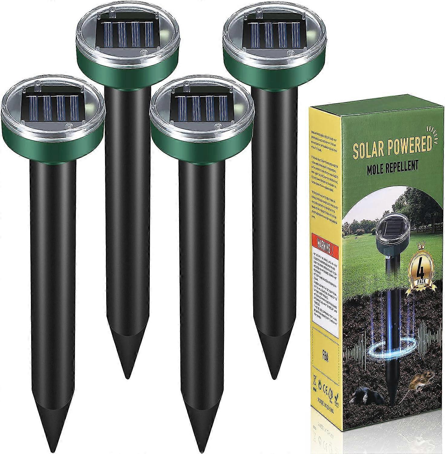 Upgrade Mole Repellent Solar Powered Ultrasonic pest Repeller Snake Away Repellent for Outdoors Squirrel Stopper Coverage 7000 (4 Pack)