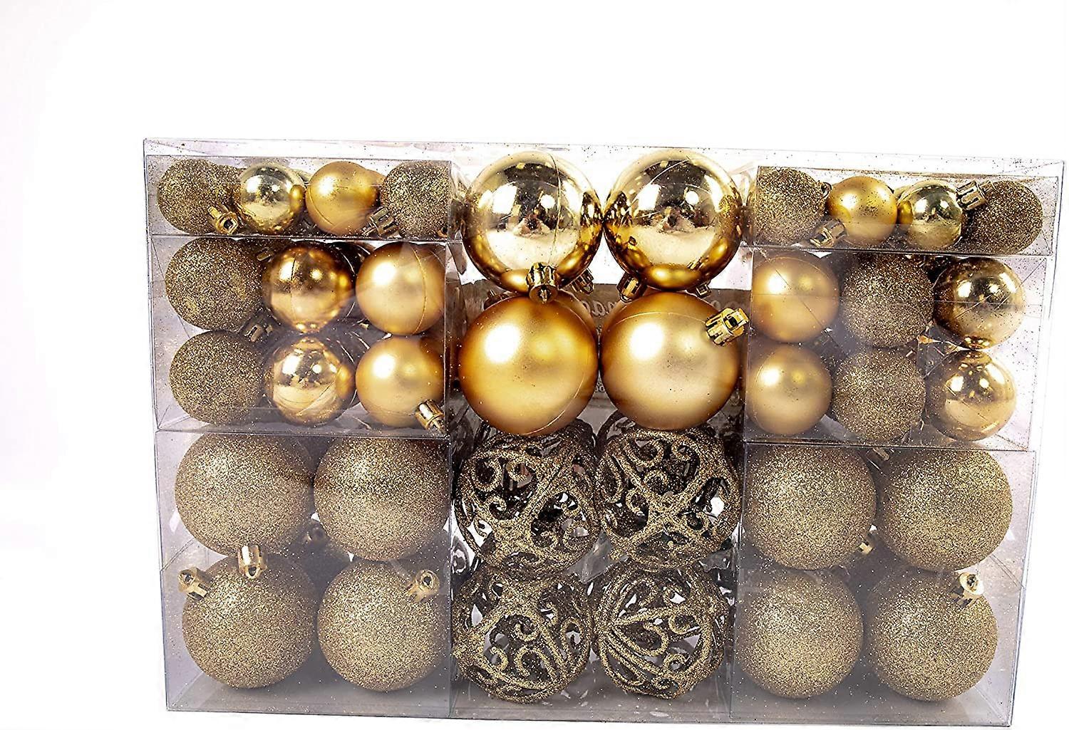 Balabela Balenie 100 vianočných gúľ, ozdoby na vianočný stromček, guľôčky na vianočný stromček, 100 kovových háčikov, prívesky, nerozbitné