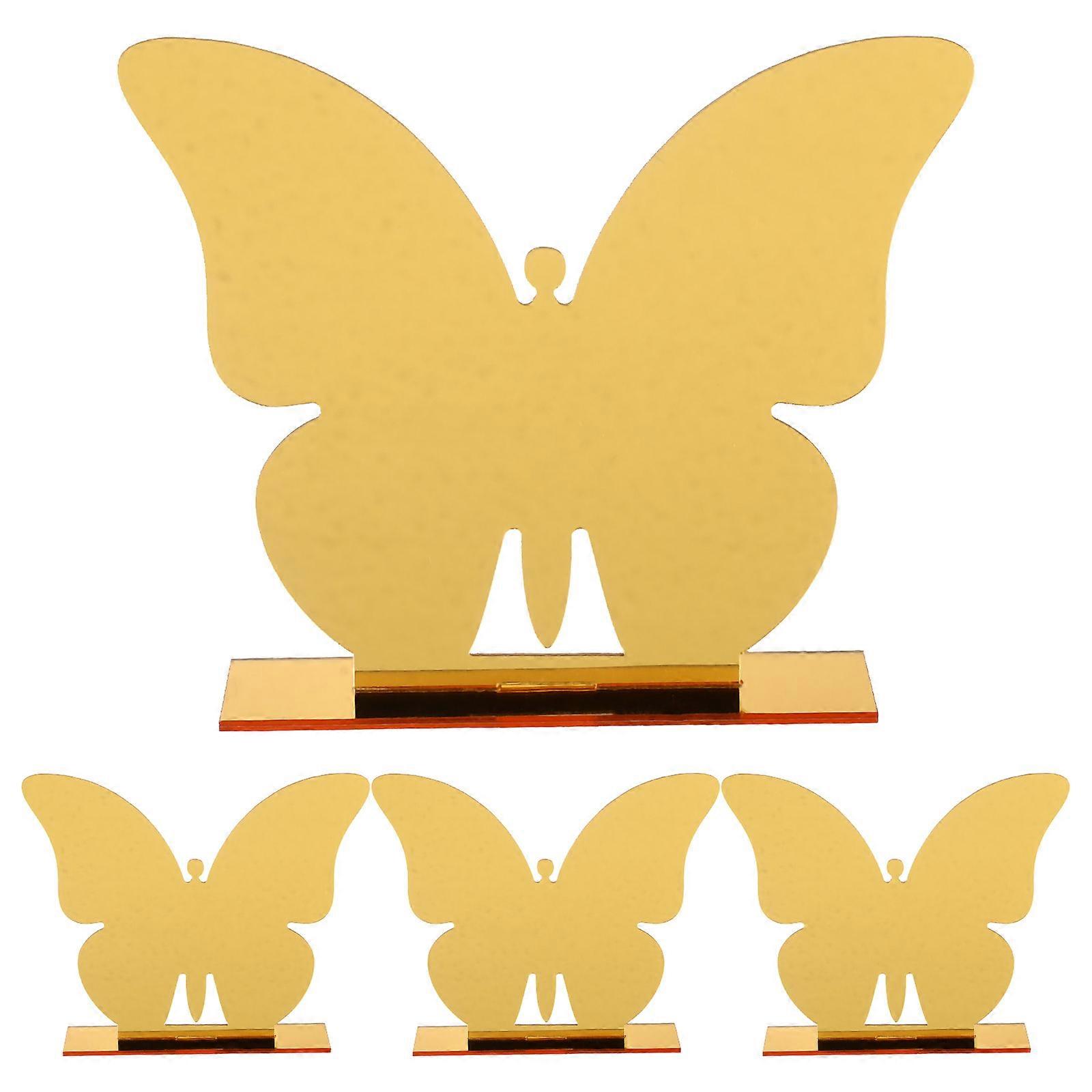 4pcs Acrylic Place Cards Butterfly Shaped Name Cards Table Number Card Blank Name Plate
