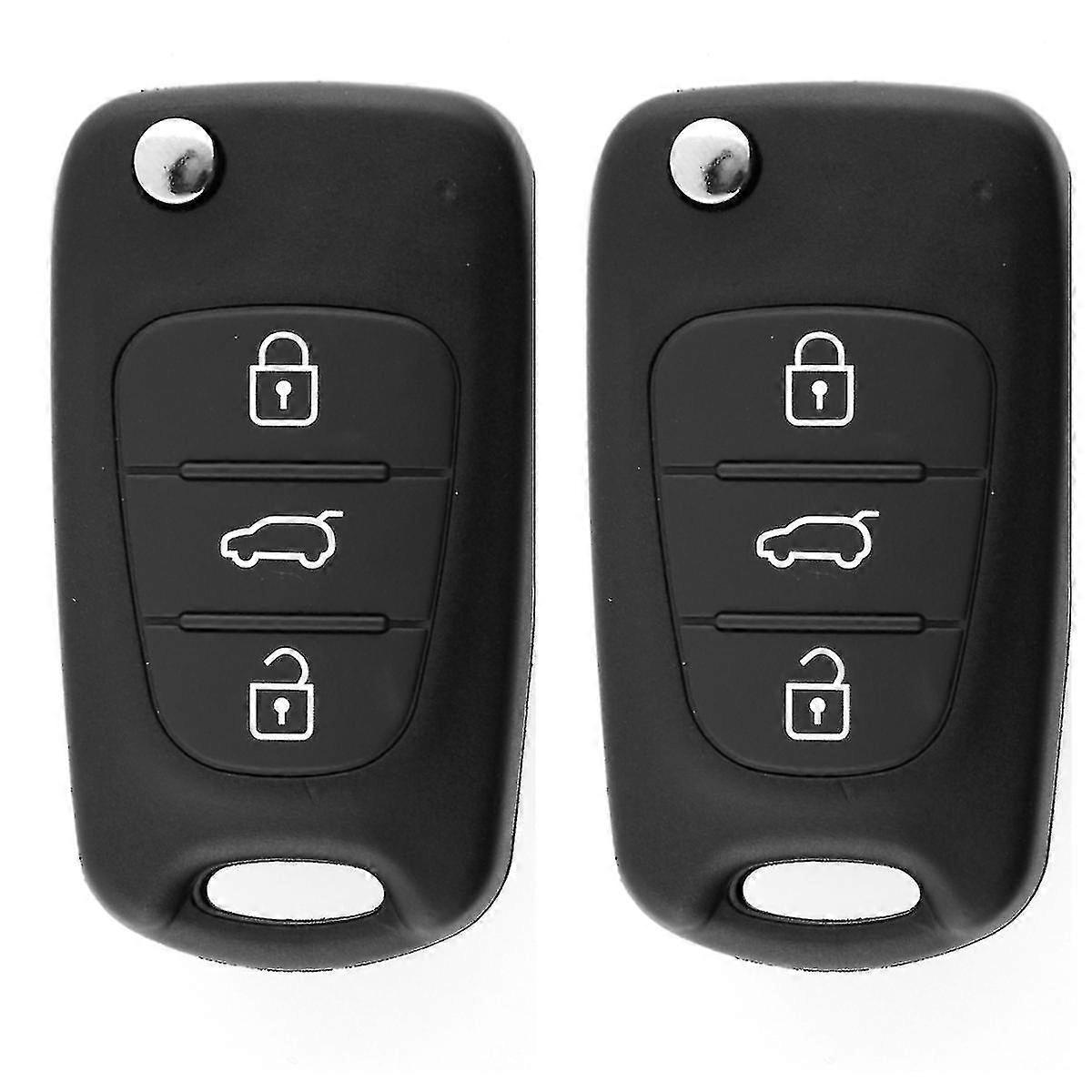 2 Pcs Flip Remote Key Shell 3 Button For Kia Sorento Sportage Cerato Rio