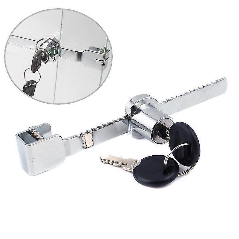Sliding Glass Door Ratchet Lock With 2 Keys For Cabinet Showcase Display