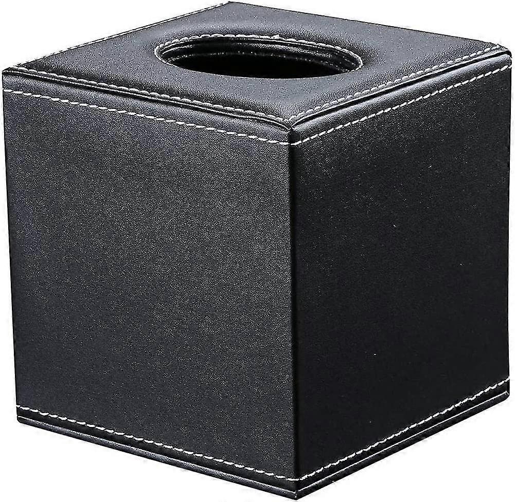Pu Leather Tissue Box, Square Tissue Dispenser, Black