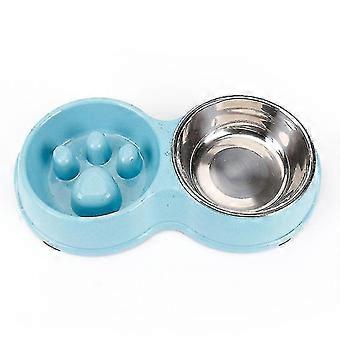 Double Pet Bowl Dog Food Water Feeder Stainless Steel Dog Bowl Pet Drinking Dog Cat Feeding Bowl Small Dog Double Bowl