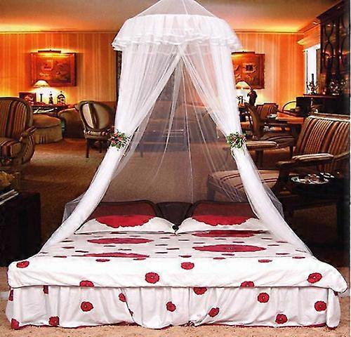 1PC Elegant Lace bed mosquito net mesh canopy princess round dome bedding net white Add romance and elegance to any bedroom