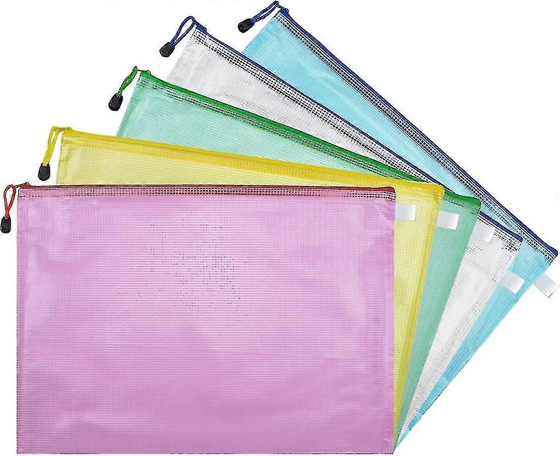 5 Pcs Plastic Wallets A3 File Folder Document Zipper Bags A3 Zip Bag