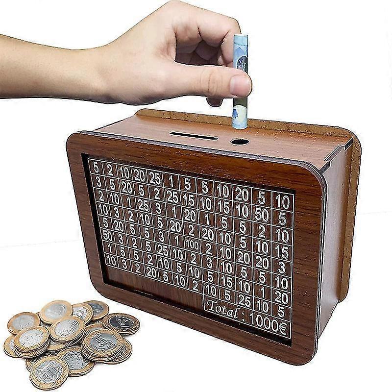 Money Box with Counter Wooden storage target with digital piggy bank