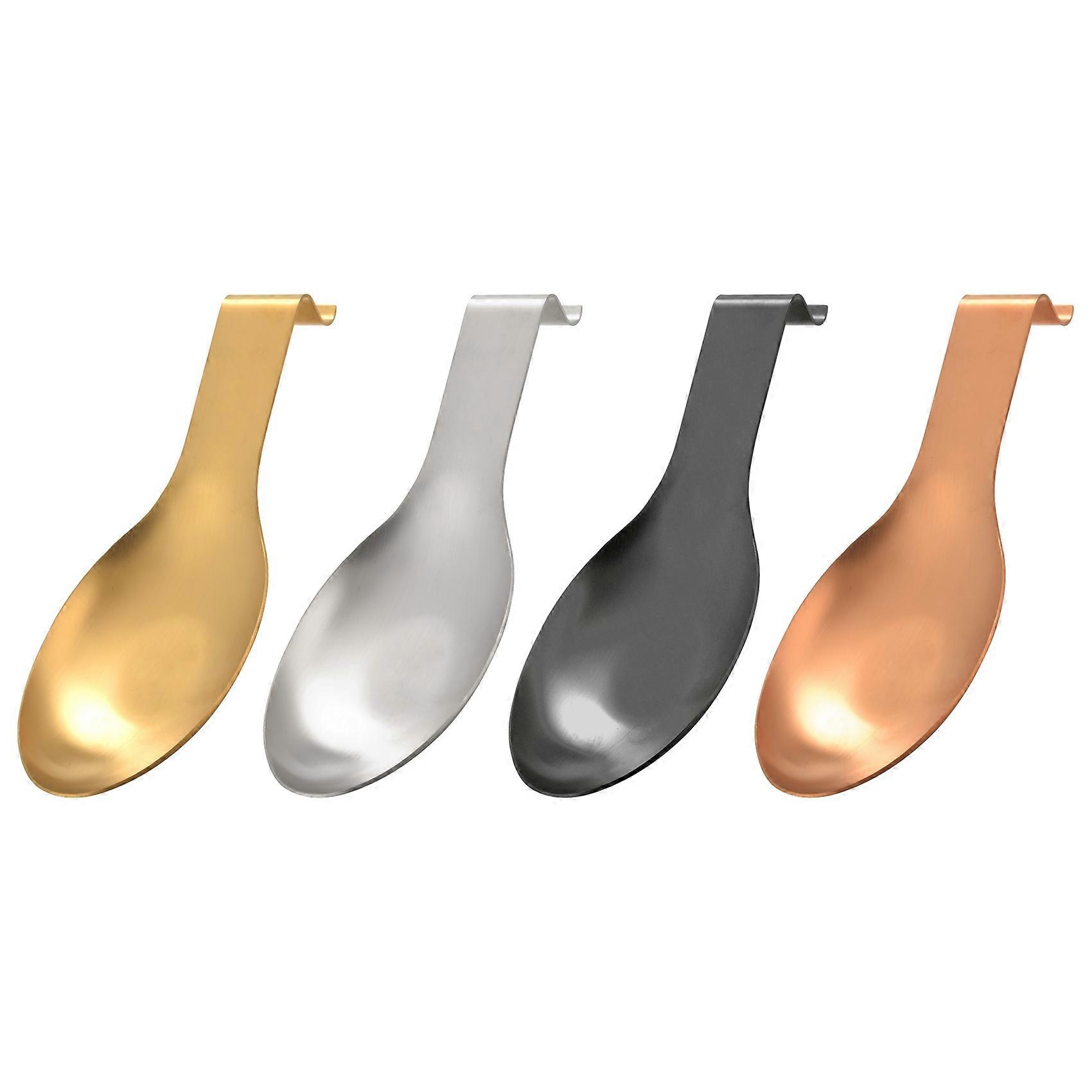 4 Pcs Stainless Steel Spoon Rest for Kitchen Counter,Spoon Holder for ,Spatula Rest,Ladle Holder,Br