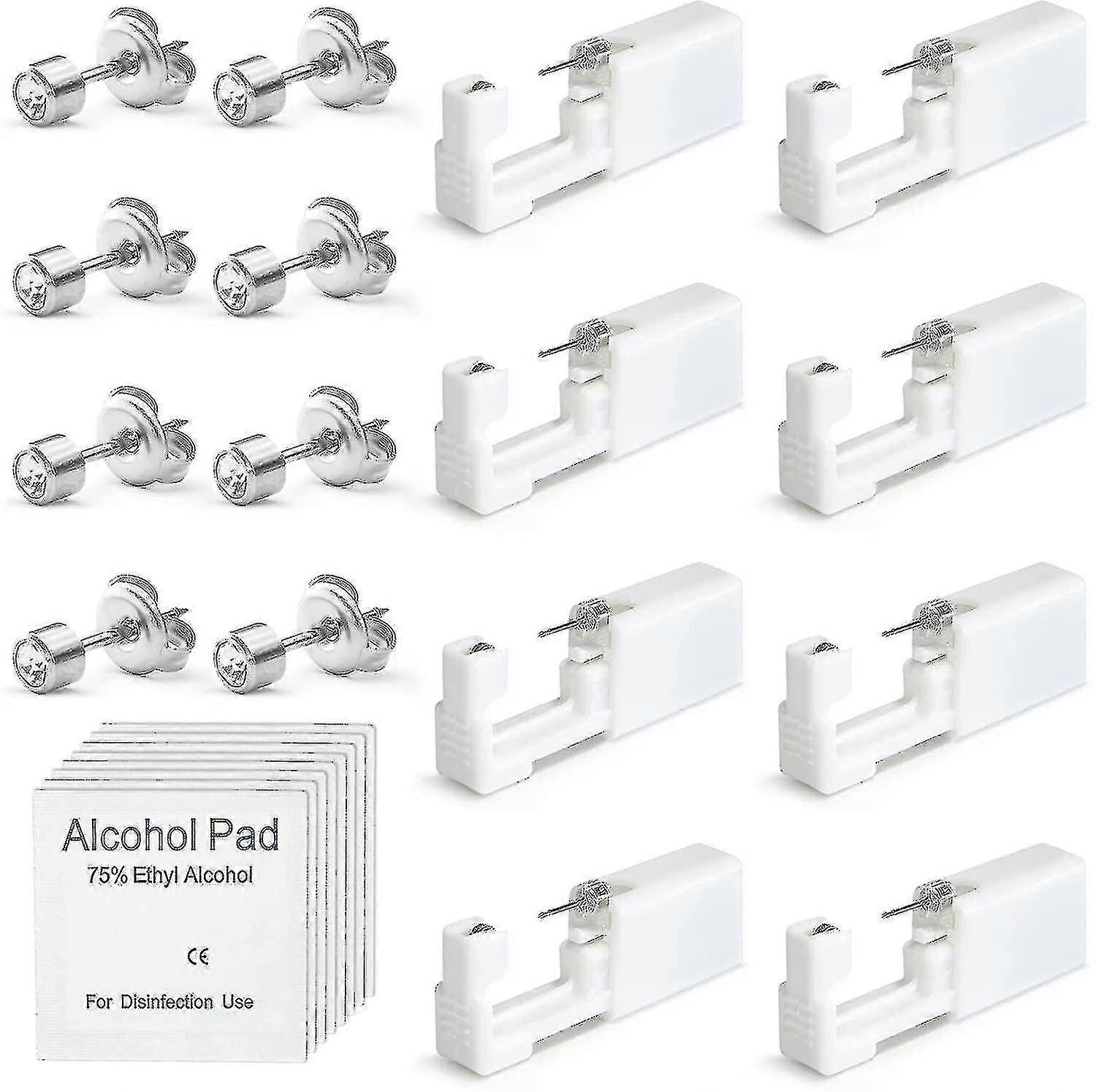 8 عبوات من مسدس ثقب الأذن القابل للتصرف مع ترصيع الأذن طقم ثقب الأذن غير مؤلم وآمن للفتيات والأولاد