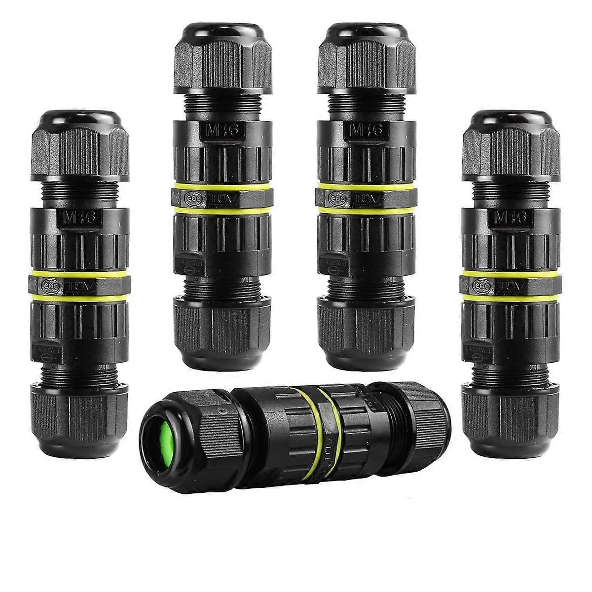 5Pc IP68 Waterproof 2 Way 3-Core Junction Box Electrical Cable Connector M16 Wire Range(3.5-10mm)