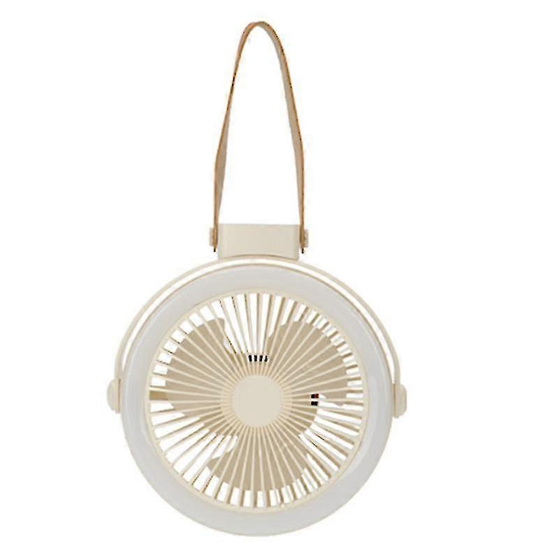2 In 1 Camping Fan Hanging Fan With Led Lamp 2400mah 7'' Tent Fan For Unisex White