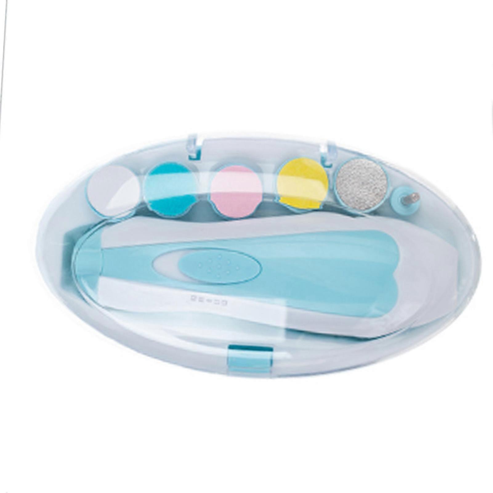 6 in 1 Electronic Baby Nail Clipper File Safe Grinding Heads Nail Trimmer Set for Newborn Manicure Blue