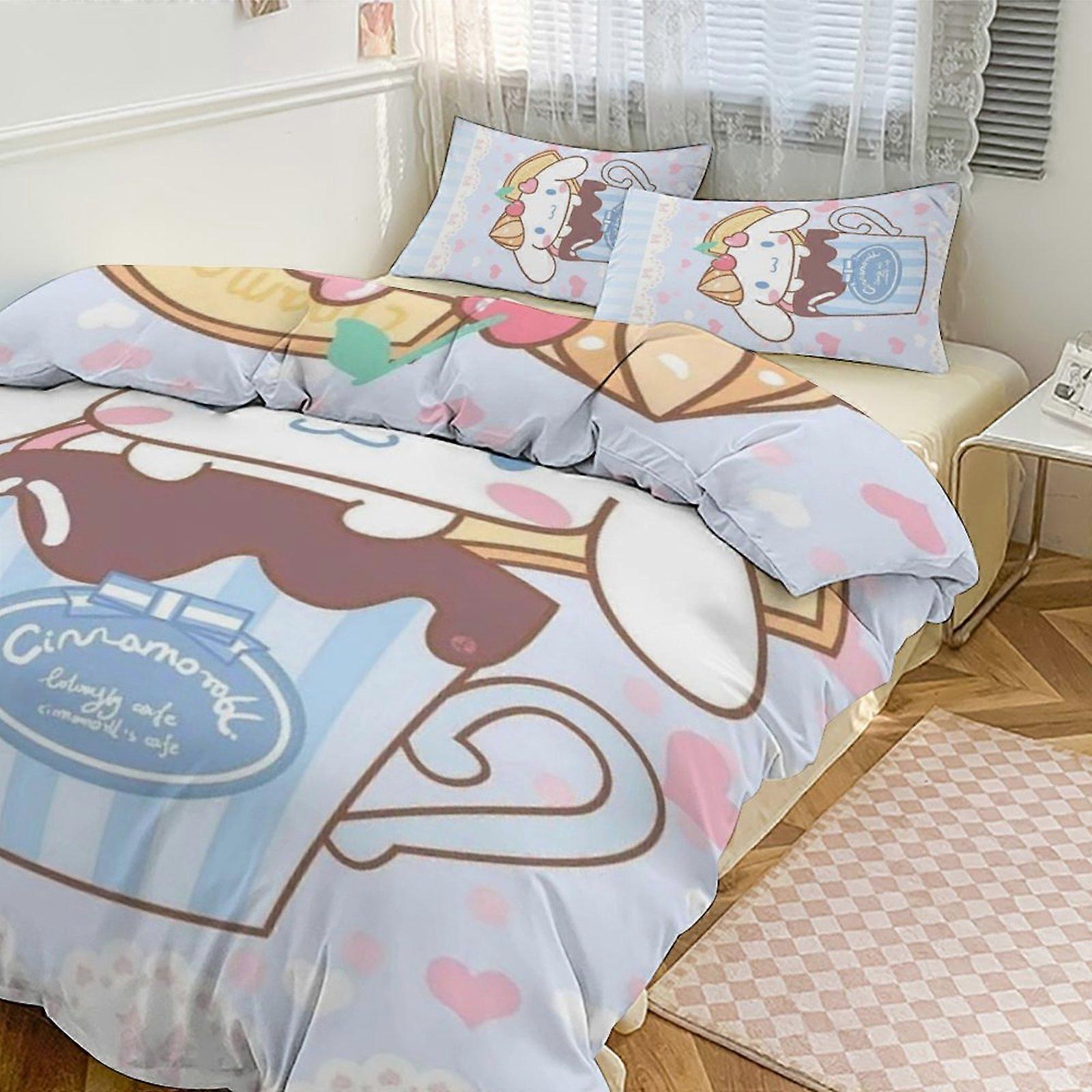 a2362 Söt Cinnamoroll Tecknad Figur Påslakan Set Sängkläder Set 3D Tecknad Tryckt Bekväm Och Mjuk Säng Set Rumsinredning för Sovrum jfr2362