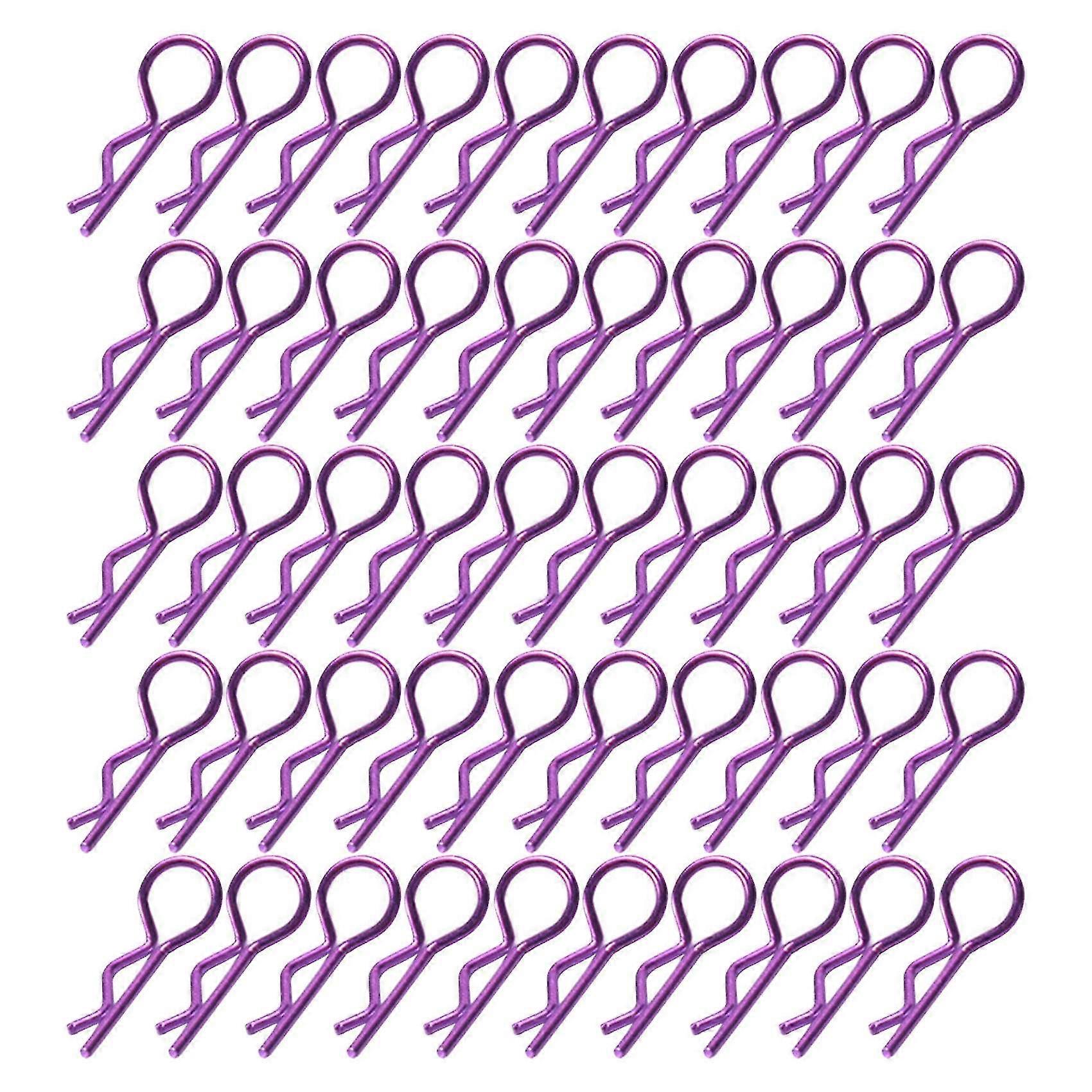 50-pack Rc Body Clips Bent Springy R Pins Black Replacement Parts For 1/10 Scale Rc Purple