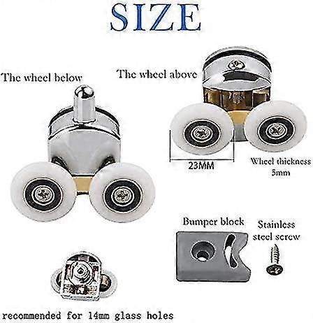 23mm Shower Door Rollers, 4pcs Sliding Shower Doors Wheels Replacement Roller Runner Wheel