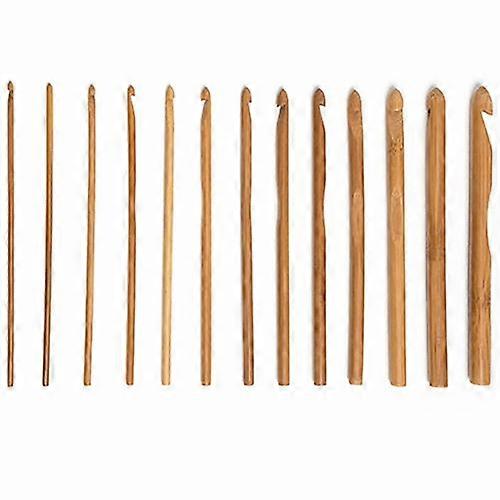 12 Size Bamboo Handle Crochet Hook Knit Weave Yarn Craft Knitting Needles Set