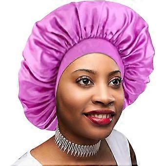 Satin Lined Sleep Cap Silk Feel Sleeping Bonnet Hair Wrap for Women Frizzy Natural Curly Hair Head Cover Night Slap Caps Claret M56-58cm