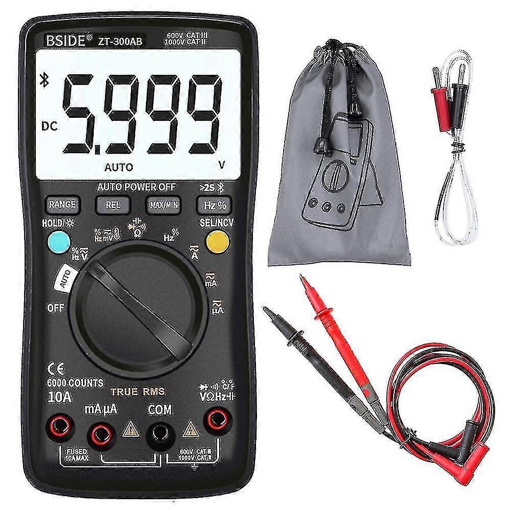 Resistance Capacitance Temp Tester Digital Multimeter Auto Ranging 6000 Abs Portable Black Silica Gel Bluetooth Voltmeter Meter