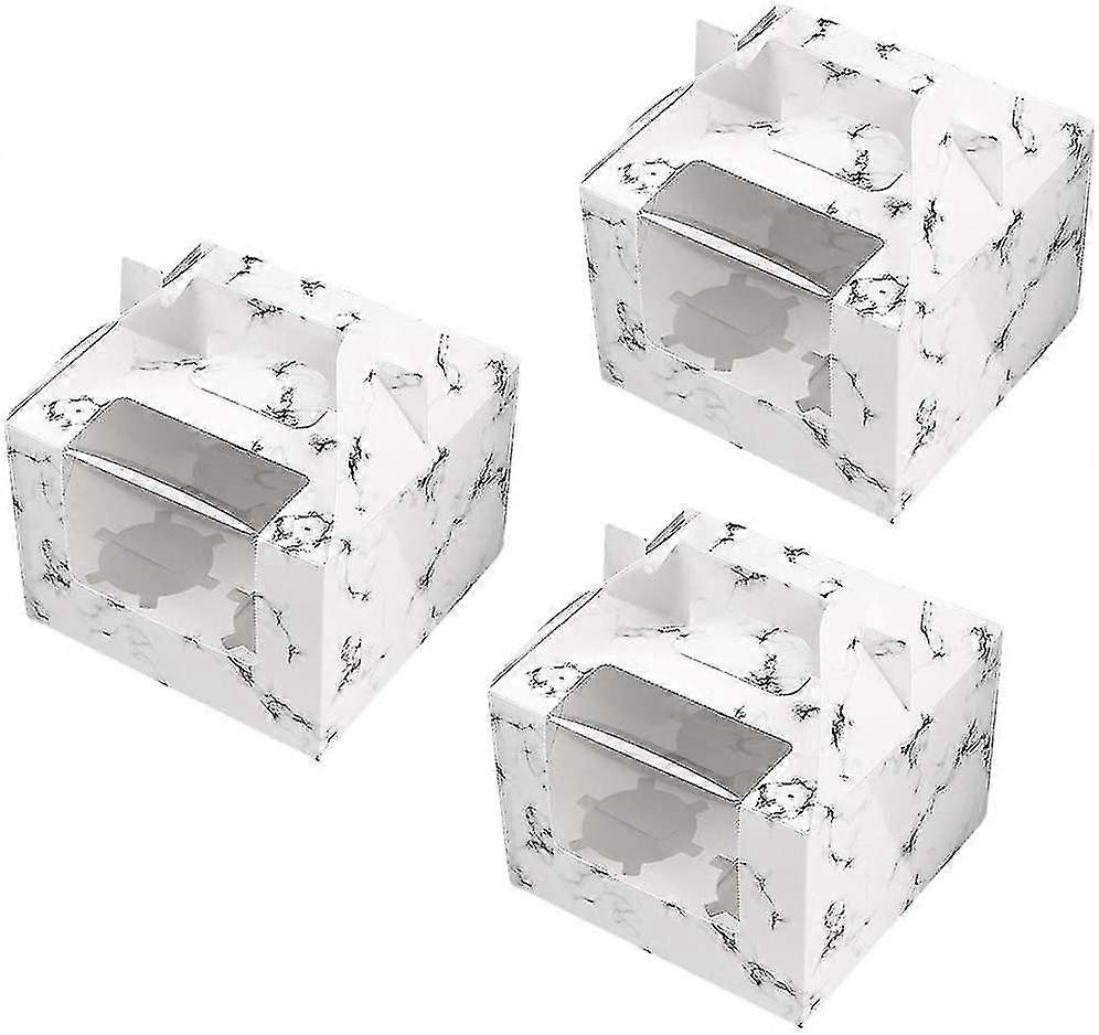 15 Pieces Cupcake Boxes, Cupcake Muffin Box, Marble Stripe Cake Box