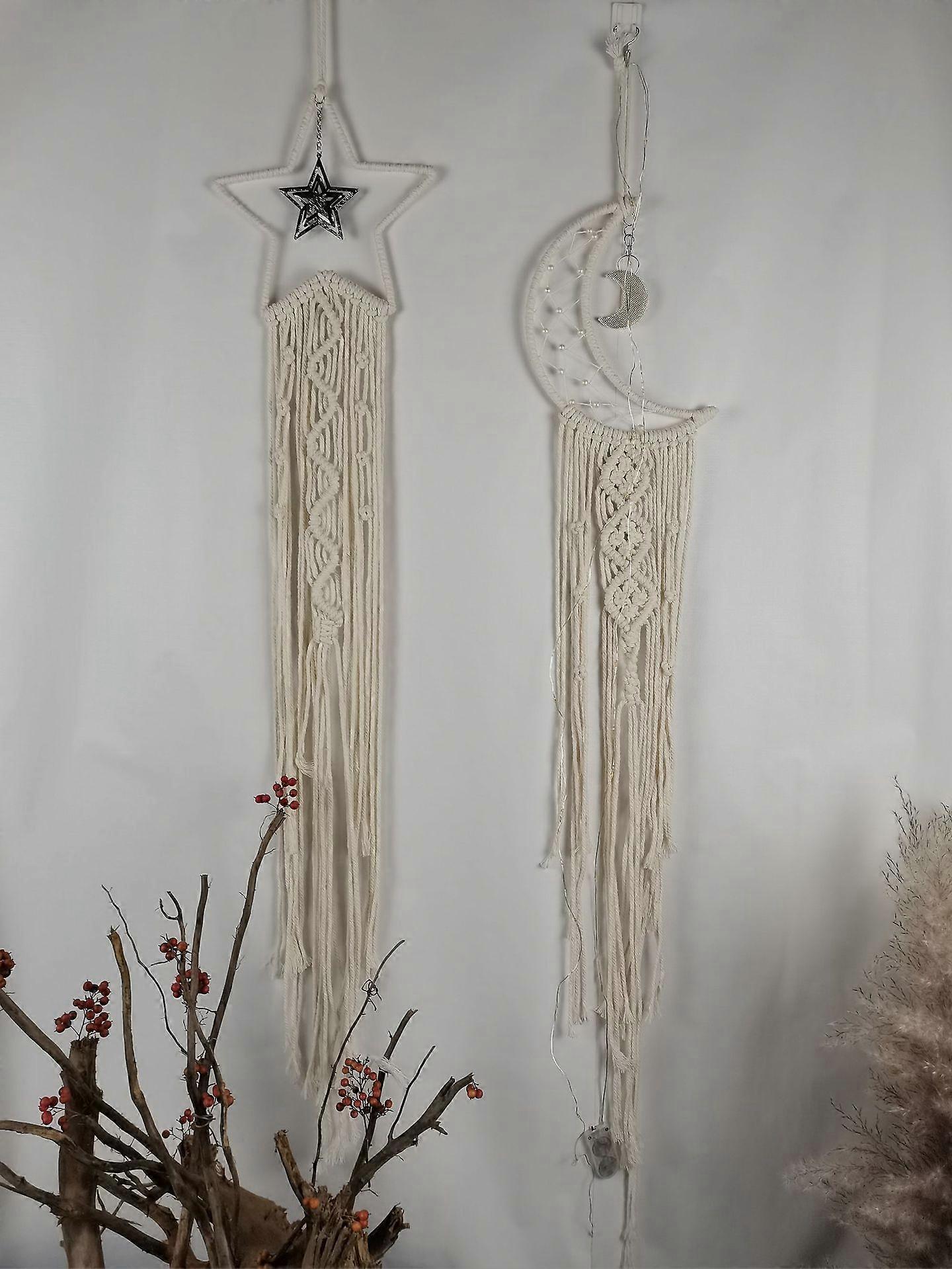 2pcs Moon Star Macrame Woven Wall Hanging