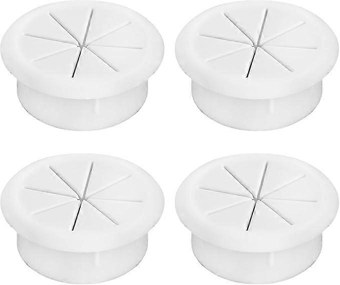 4 cable ducts, cable ducts, cable cover for 50 mm round cable, cable hole cover, white rubber cable grommets for office, computer desk, worktops, furn
