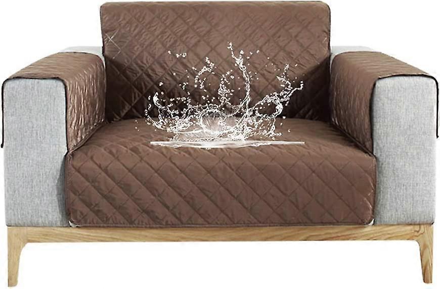 Capa de sofá impermeável com braços (café, 1 lugar)